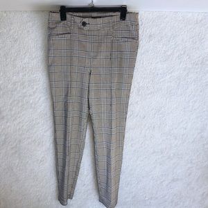 SOHO Apparel Lrg Blue/Black/White Stretch Slacks Plaid EUC
